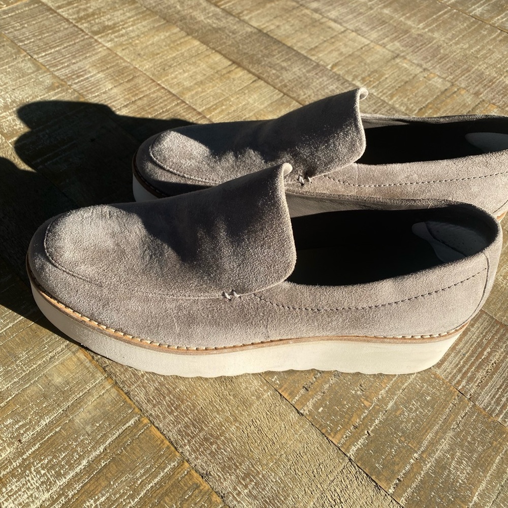Vince suede flat form loafers.